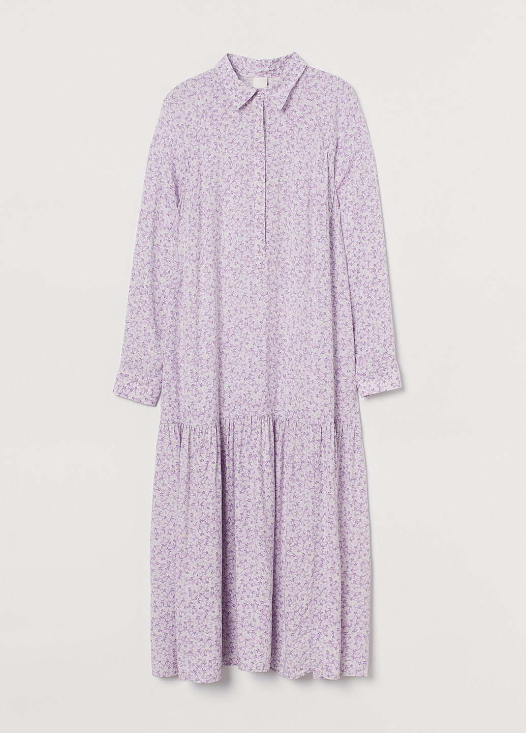 Сиреневое кэжуал платье клеш, рубашка H&M с цветочным принтом