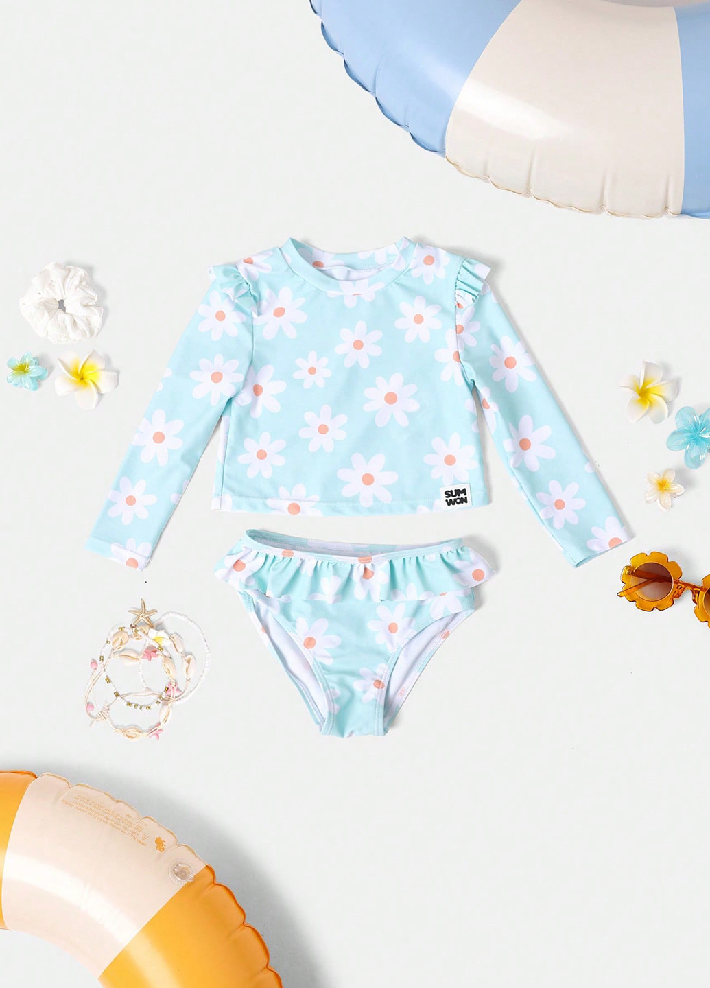 М'ятний літній купальник (ліф, трусики) танкіні, роздільний SHEIN