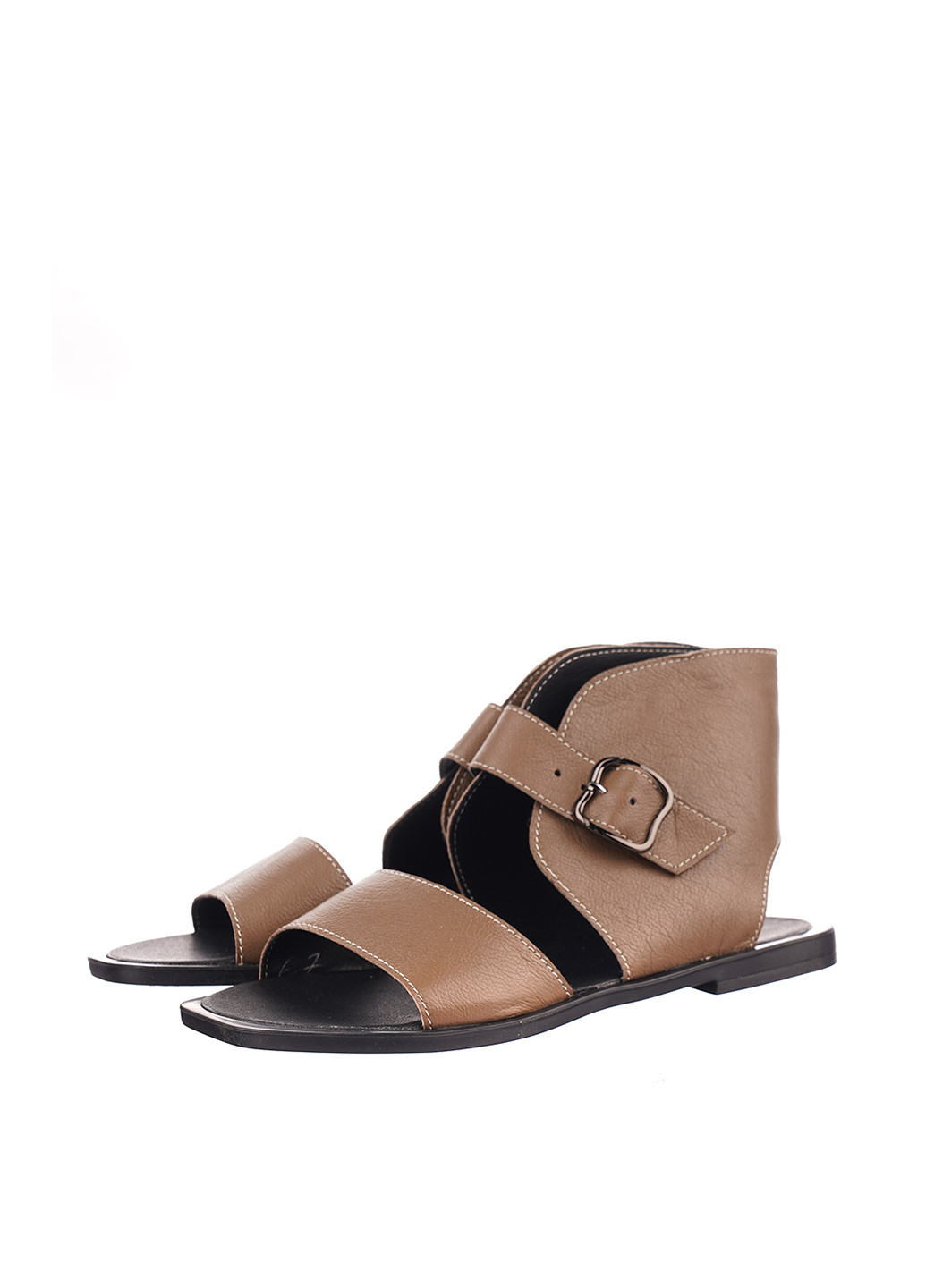 Кофейные босоножки No Brand с ремешком с пряжкой