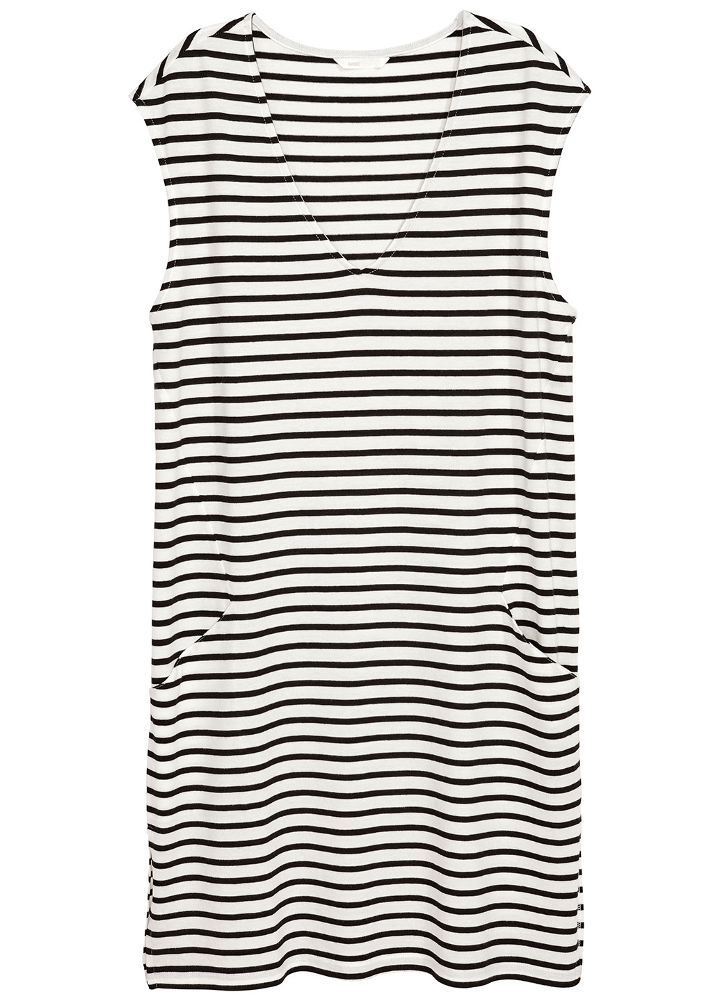Черно-белое кэжуал платье платье-футболка H&M