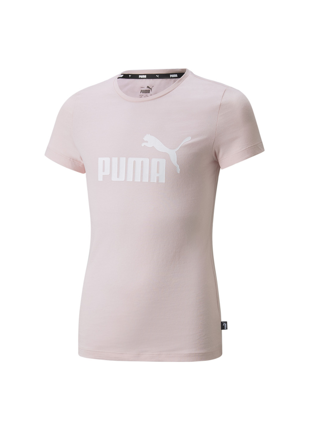 Детская футболка Essentials Logo Youth Tee Puma однотонная розовая спортивная хлопок