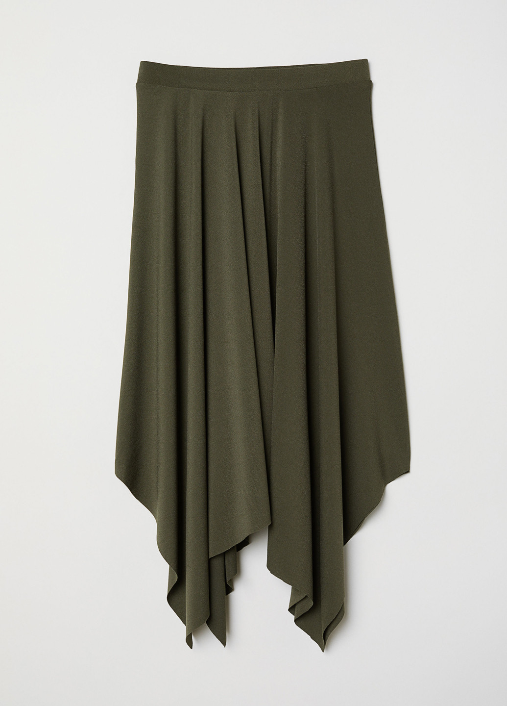 Оливково-зеленая кэжуал однотонная юбка H&M клешированная