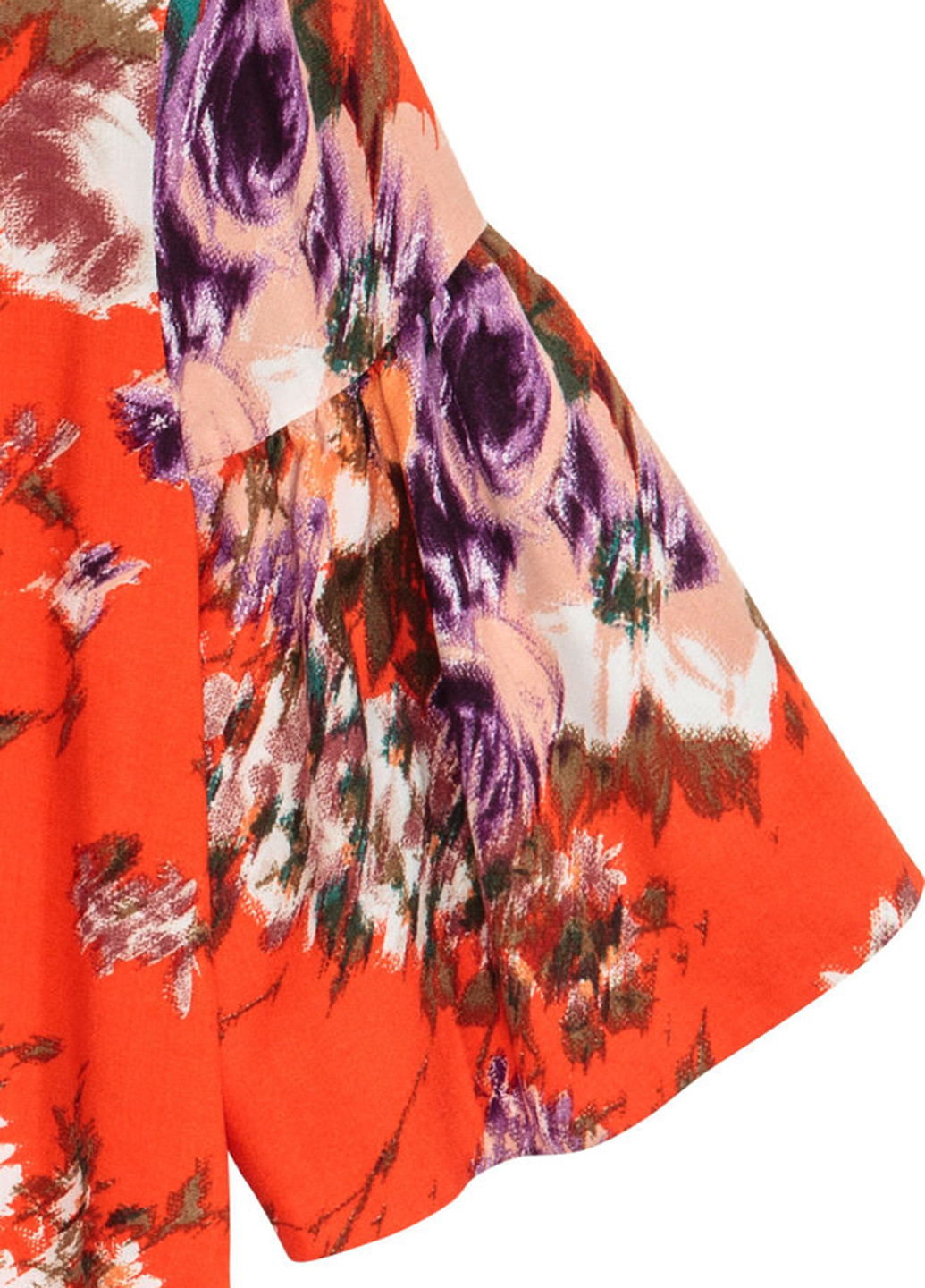 Оранжево-красное кэжуал платье H&M с цветочным принтом