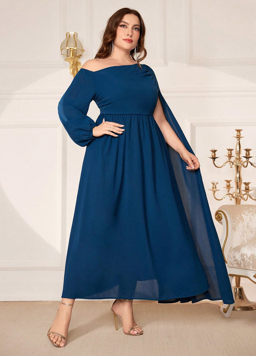 Індиго вечірня сукня сукня-кейп SHEIN однотонна