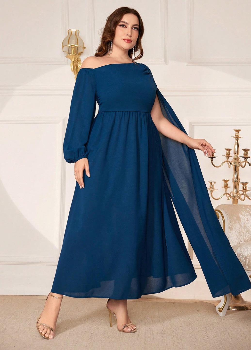 Індиго вечірня сукня сукня-кейп SHEIN однотонна