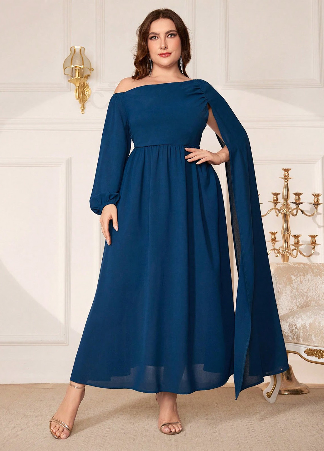 Індиго вечірня сукня сукня-кейп SHEIN однотонна