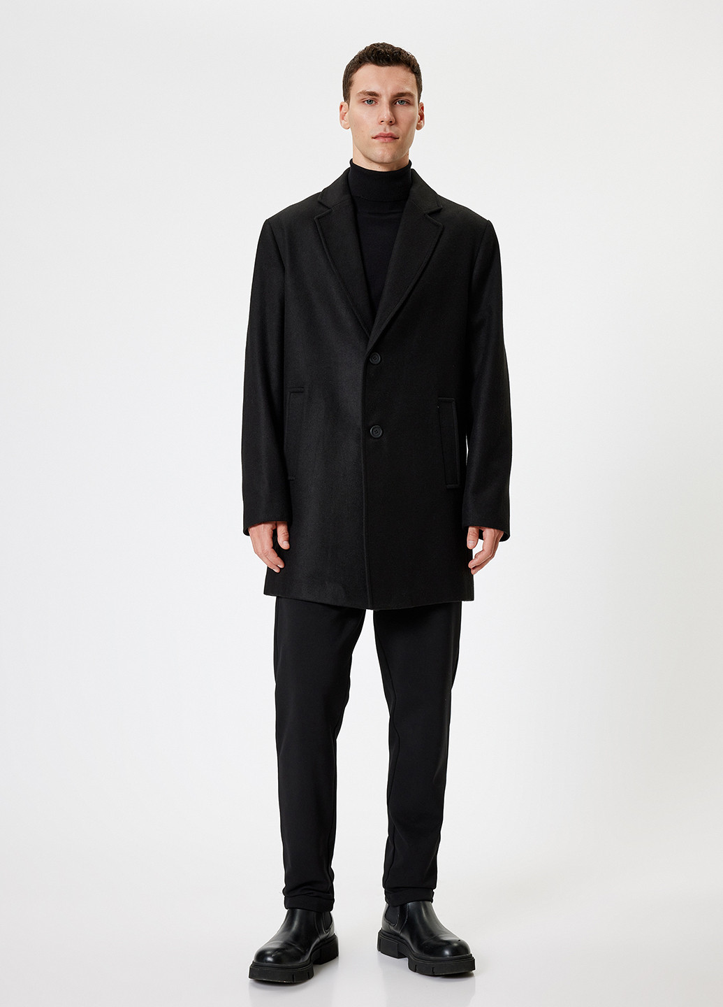 Чорне демісезонне Пальто однобортне KOTON