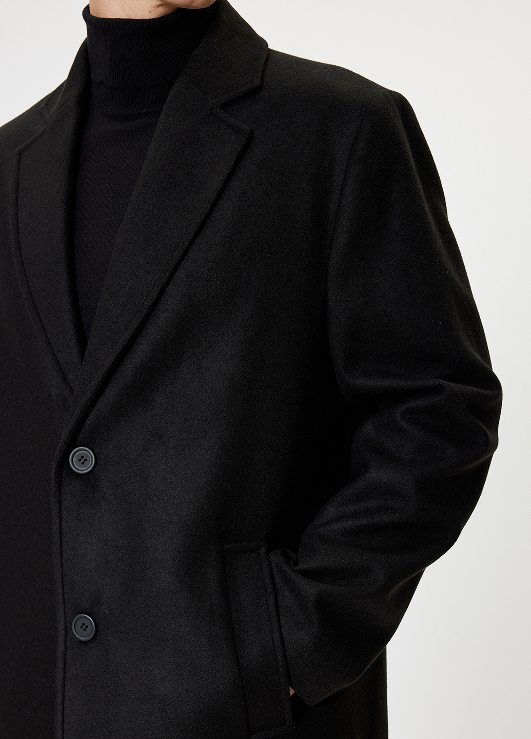 Чорне демісезонне Пальто однобортне KOTON