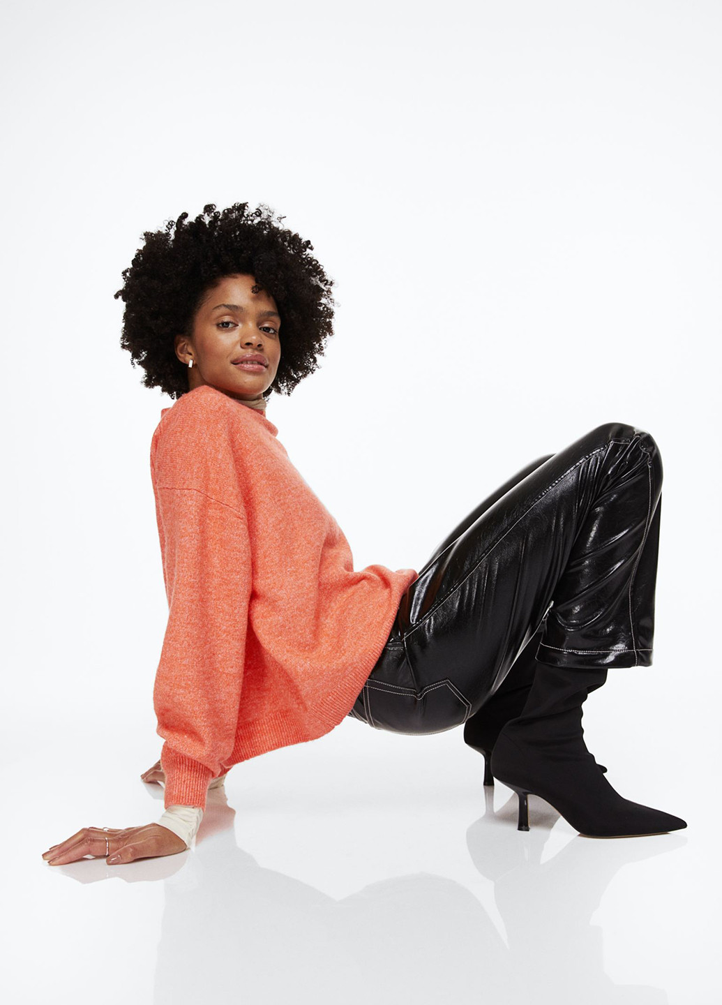 Светло-оранжевый демисезонный джемпер свободного кроя джемпер H&M