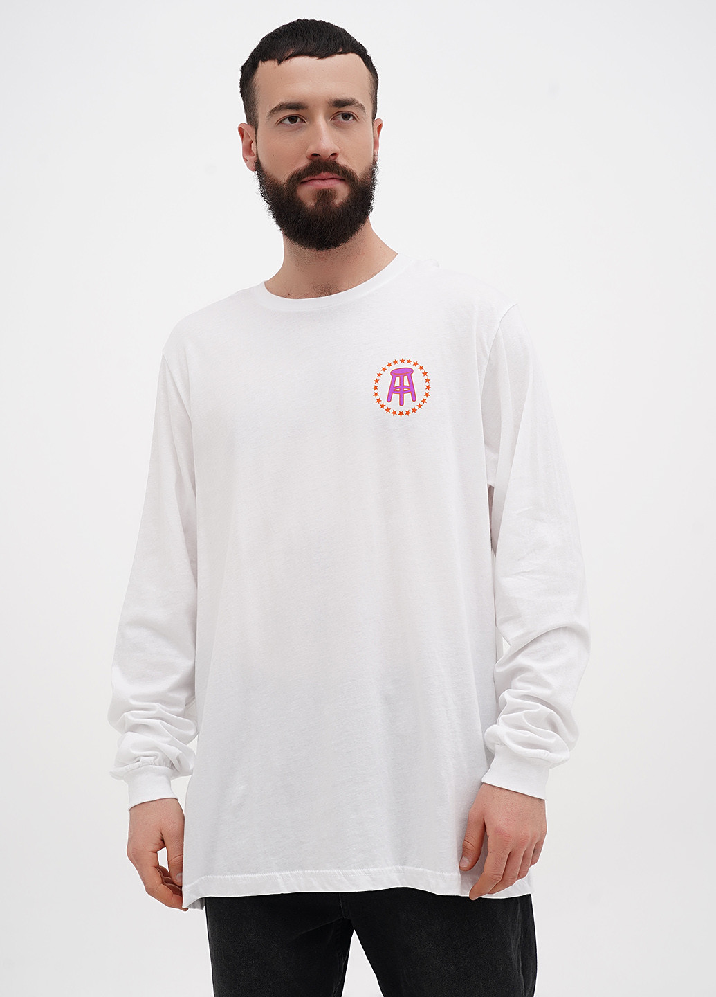 Белый демисезонный кэжуал лонгслив Canvas с рисунком