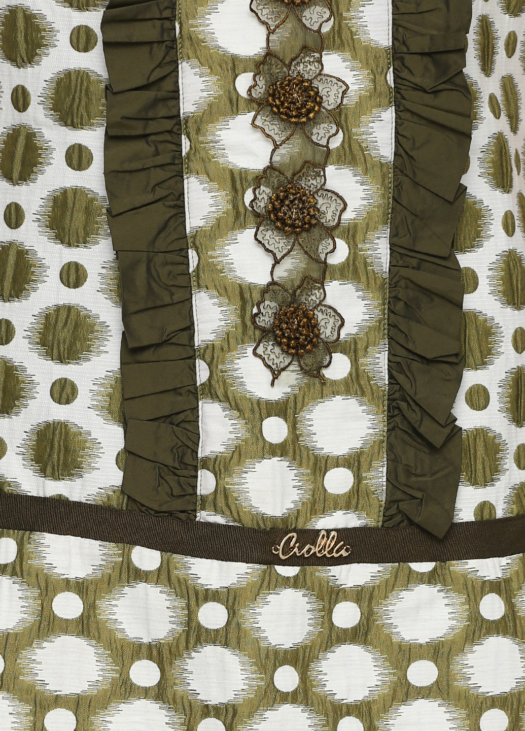Оливковое (хаки) кэжуал платье а-силуэт Sassofono с абстрактным узором
