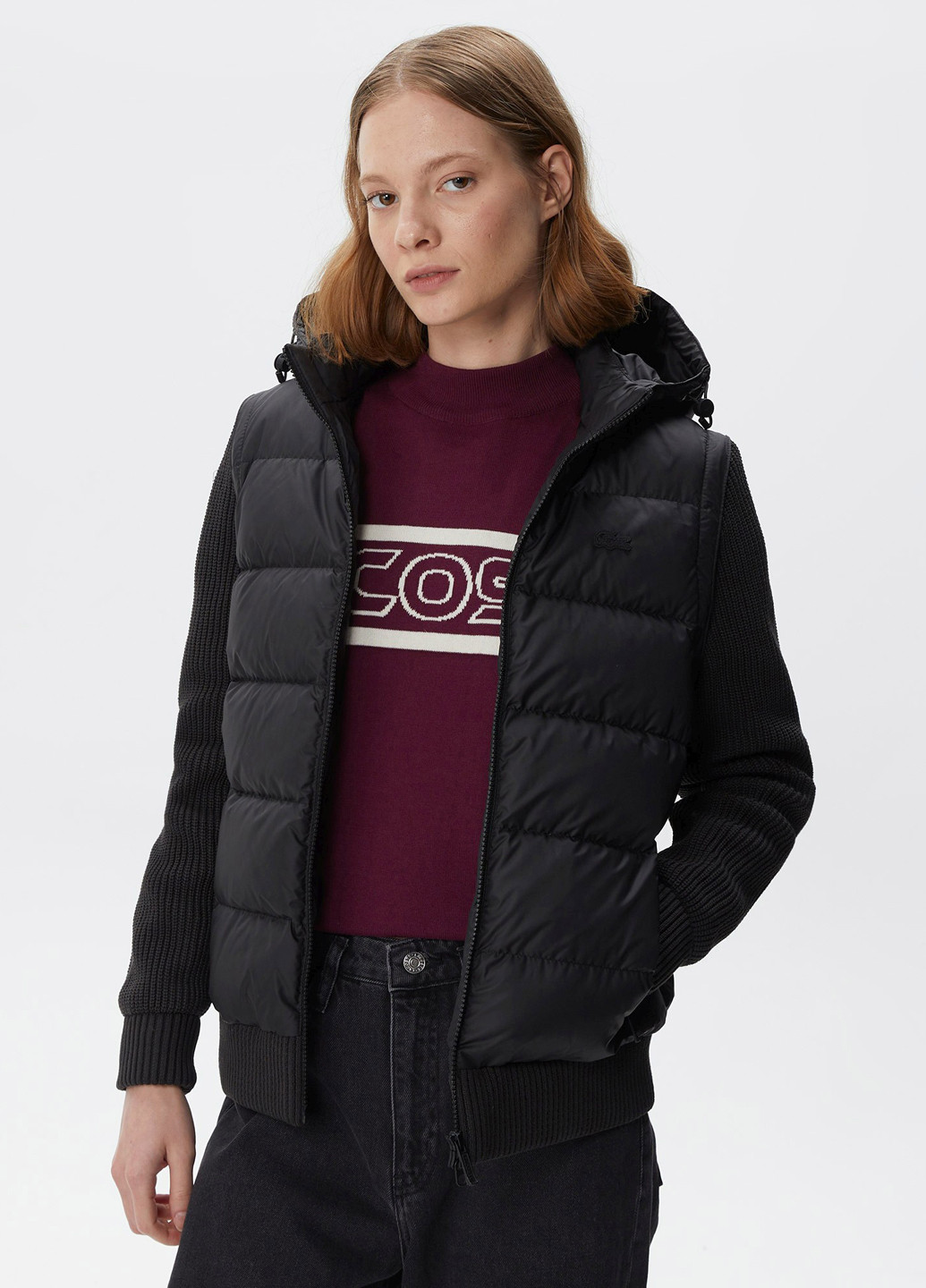 Черная демисезонная куртка Lacoste