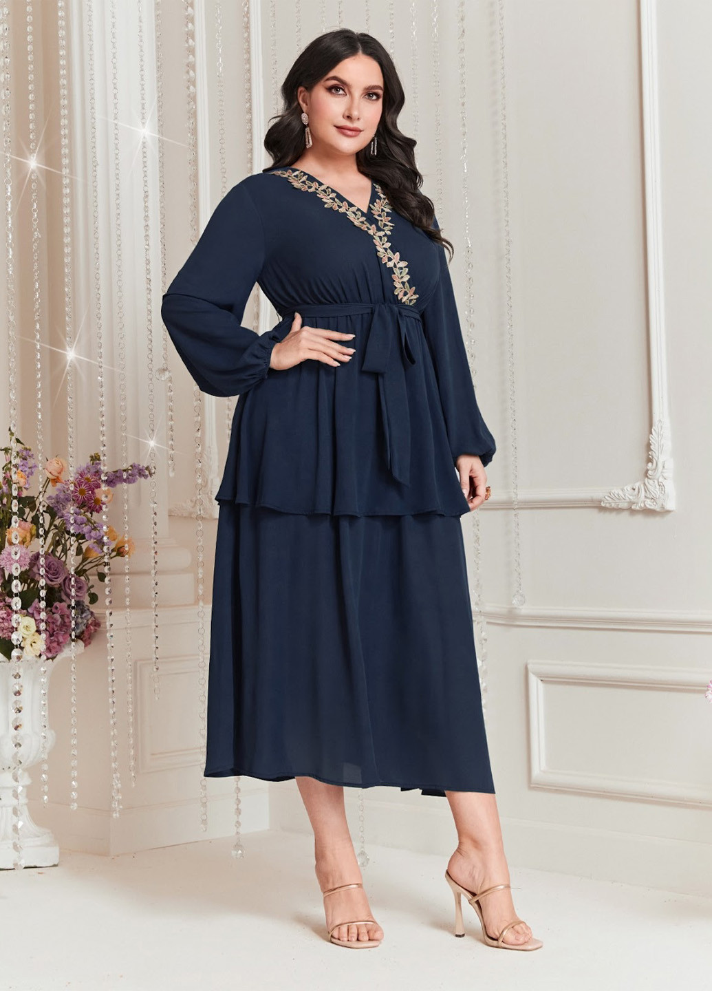 Темно-зелена кежуал сукня на запах SHEIN однотонна