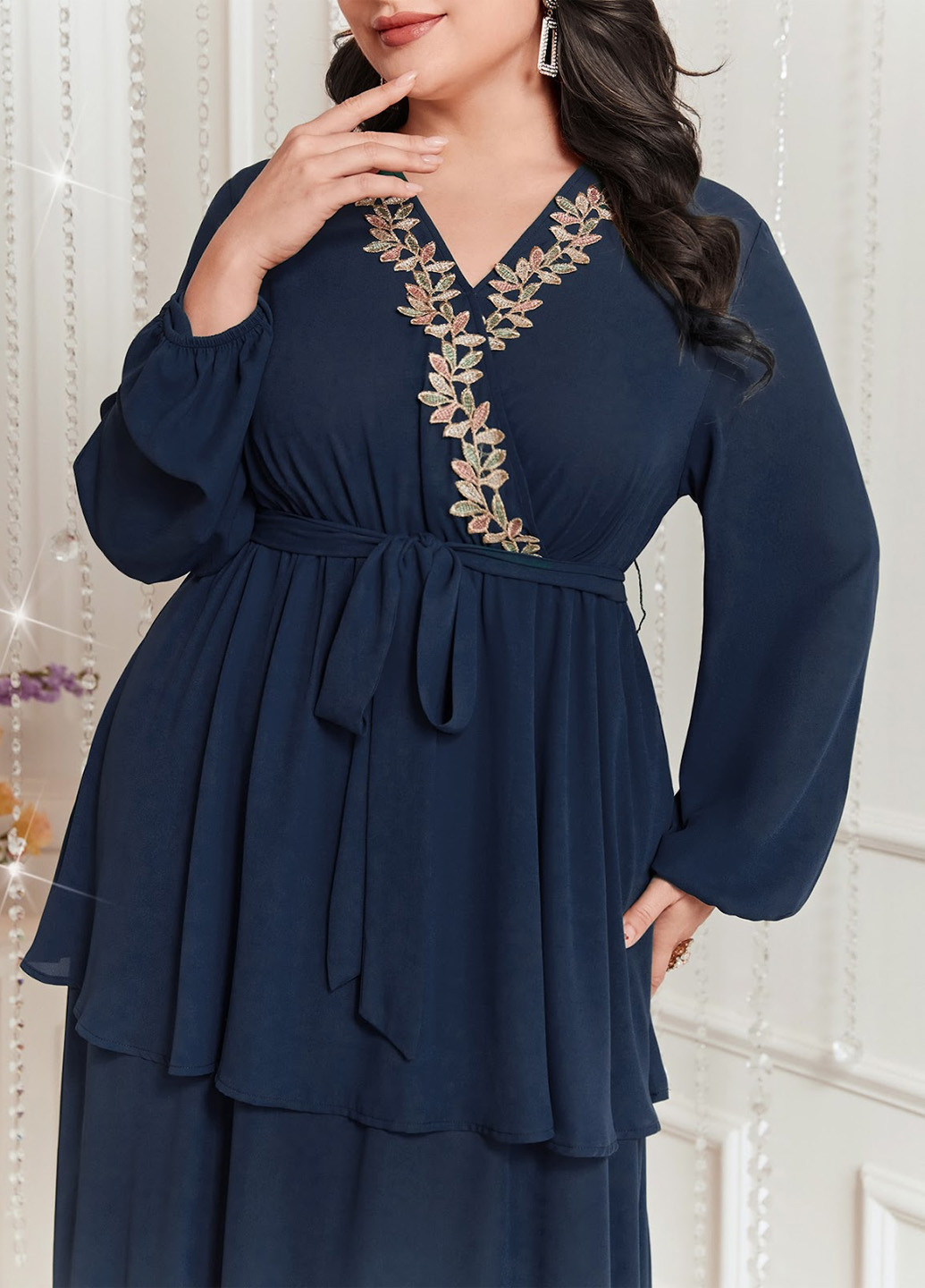 Темно-зелена кежуал сукня на запах SHEIN однотонна