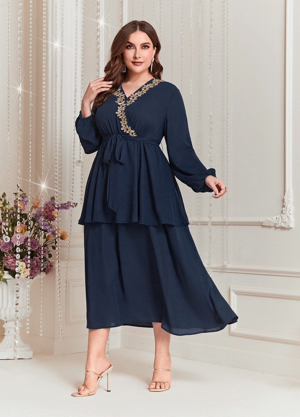 Темно-зелена кежуал сукня на запах SHEIN однотонна