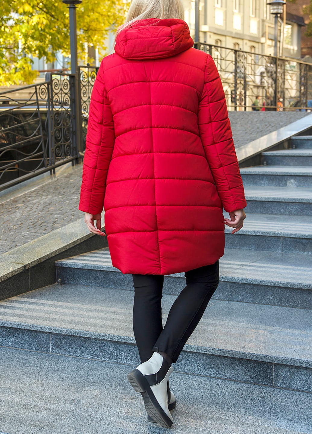 Красная зимняя удлиненная зимняя куртка nikol MioRichi