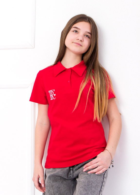 Красная летняя футболка-поло для девочки Носи своє 6212