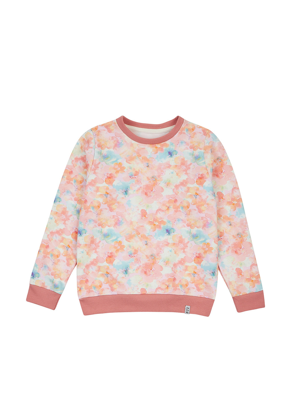 ArDoMi свитшот цветочный светло-розовый кэжуал хлопок, двунитка