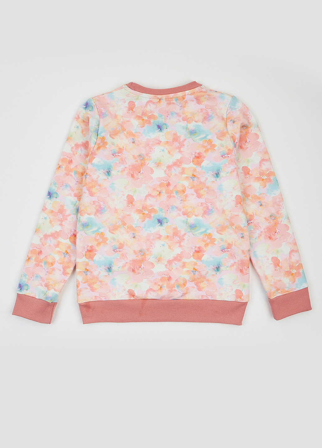 ArDoMi свитшот цветочный светло-розовый кэжуал хлопок, двунитка