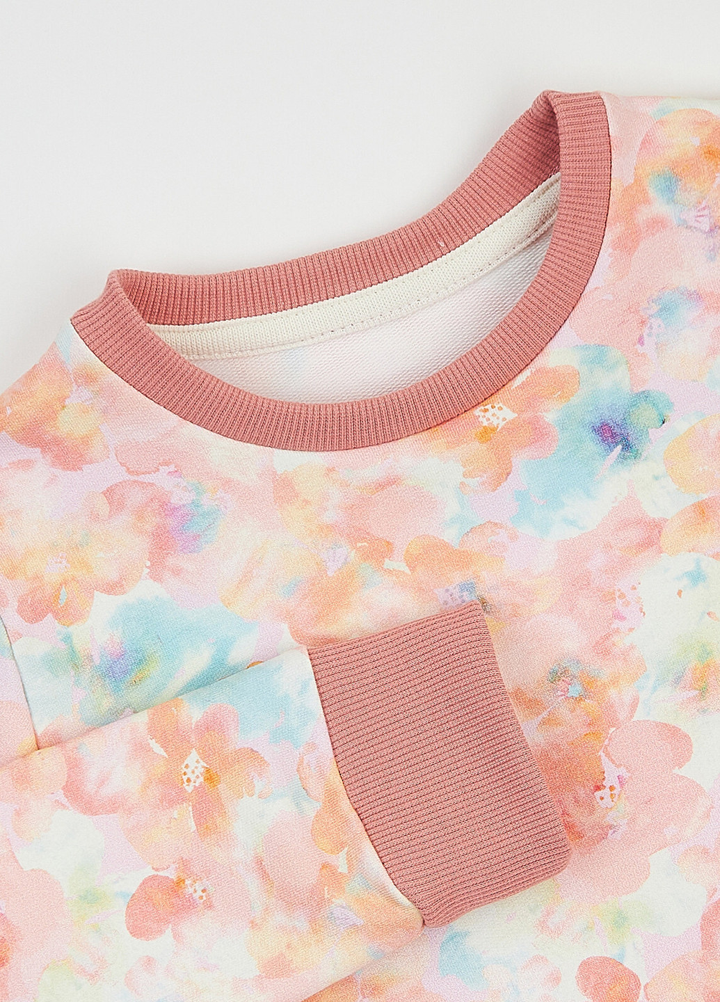 ArDoMi свитшот цветочный светло-розовый кэжуал хлопок, двунитка