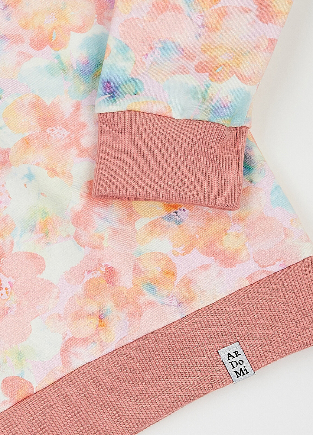 ArDoMi свитшот цветочный светло-розовый кэжуал хлопок, двунитка