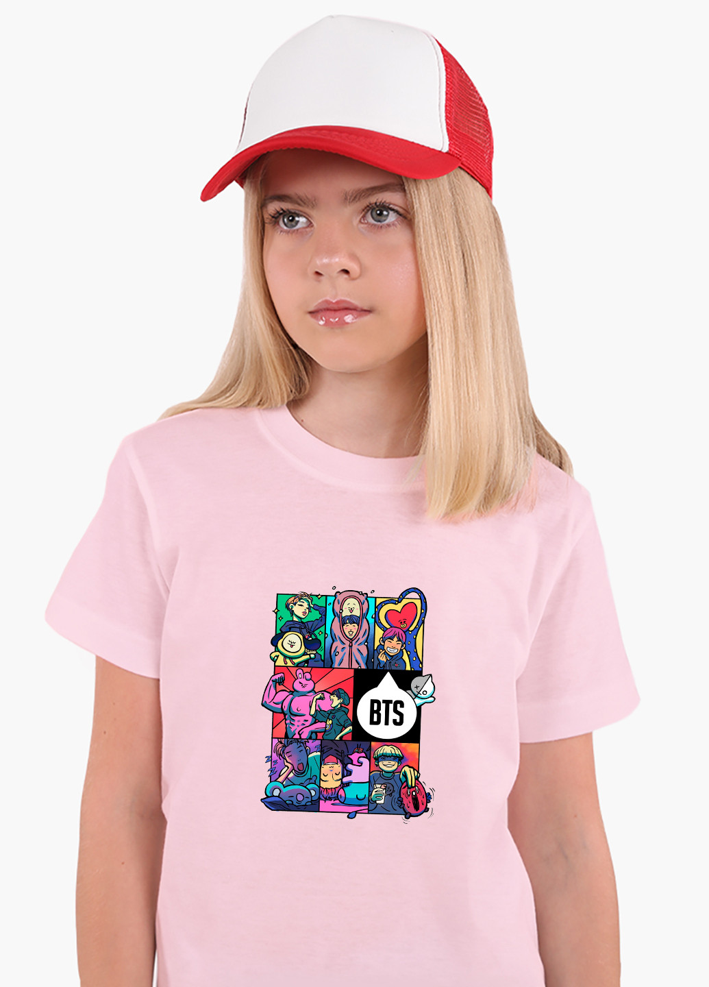 Рожева демісезонна футболка дитяча бтс (bts) (9224-1078) MobiPrint