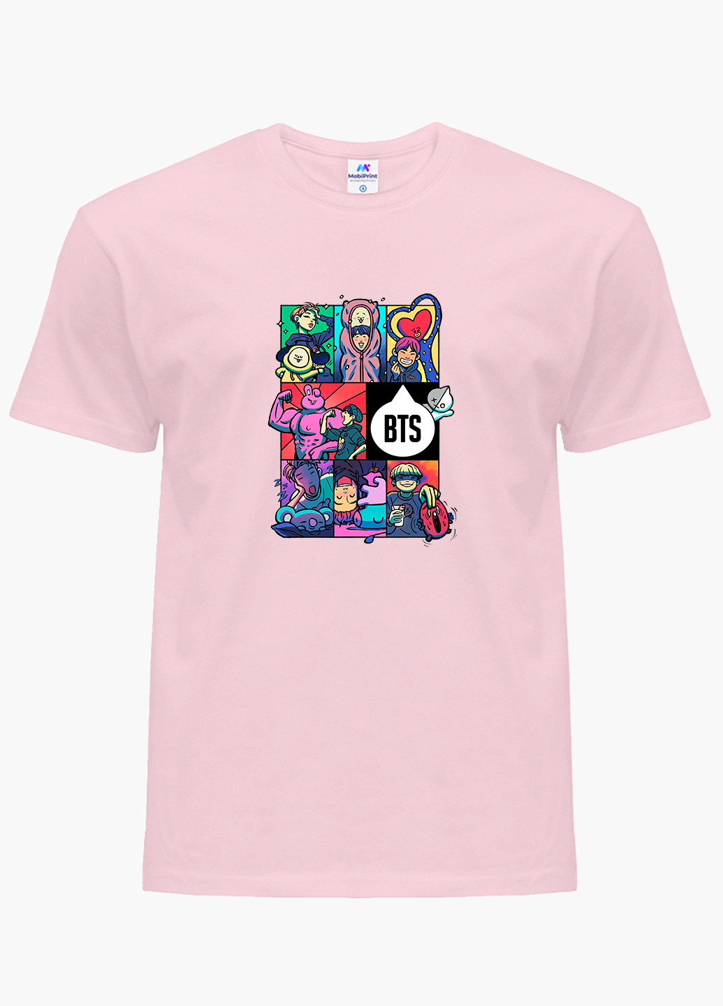 Рожева демісезонна футболка дитяча бтс (bts) (9224-1078) MobiPrint