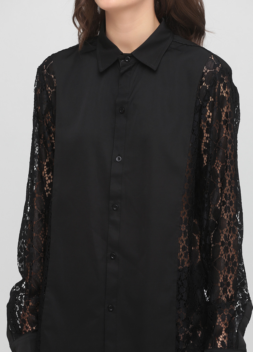 Черная кэжуал рубашка однотонная SHEIN