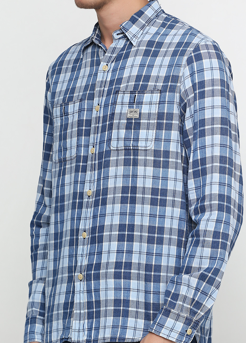 Голубой кэжуал рубашка в клетку Ralph Lauren с длинным рукавом