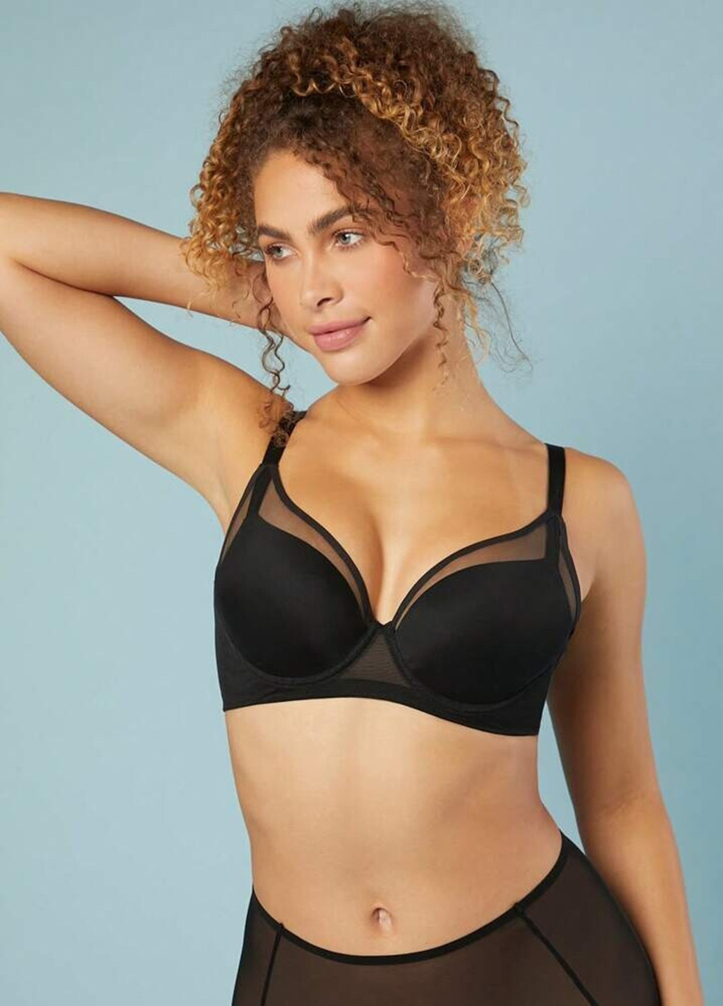 Чёрный минимайзер бюстгальтер SHEIN с косточками полиамид