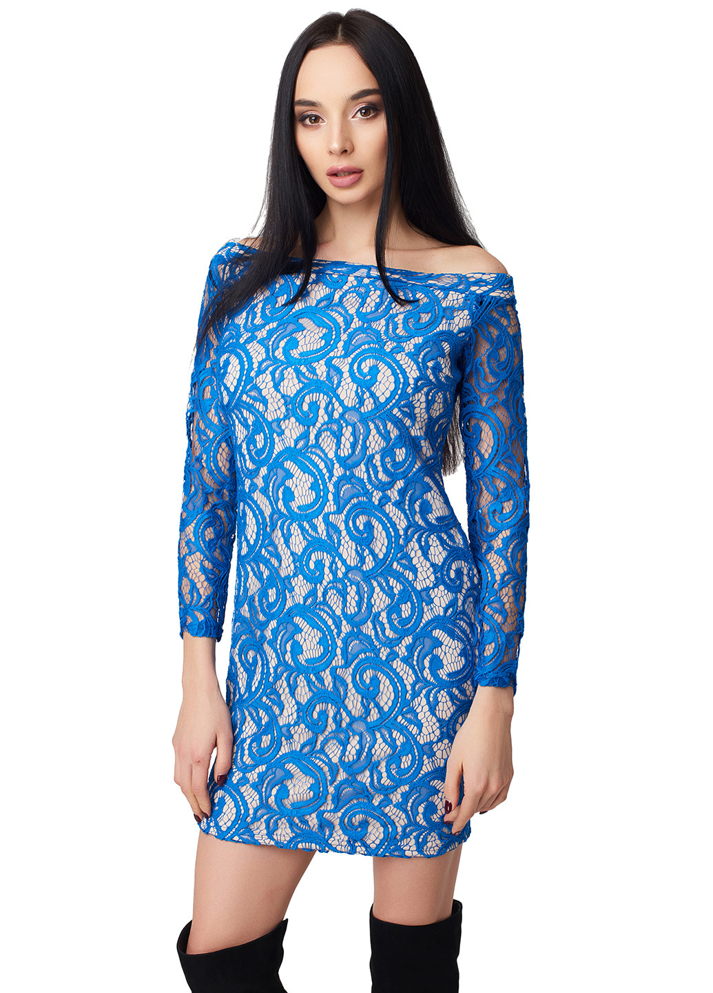 Синее кэжуал платье deSHURA с орнаментом