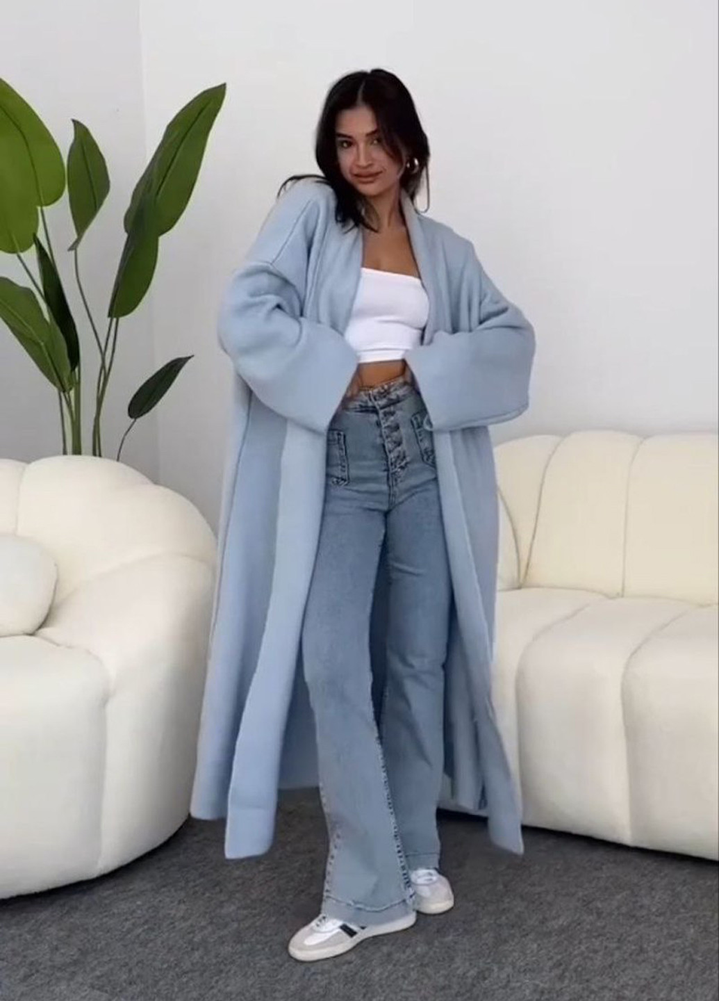 Голубой демисезонный кардиган No Brand