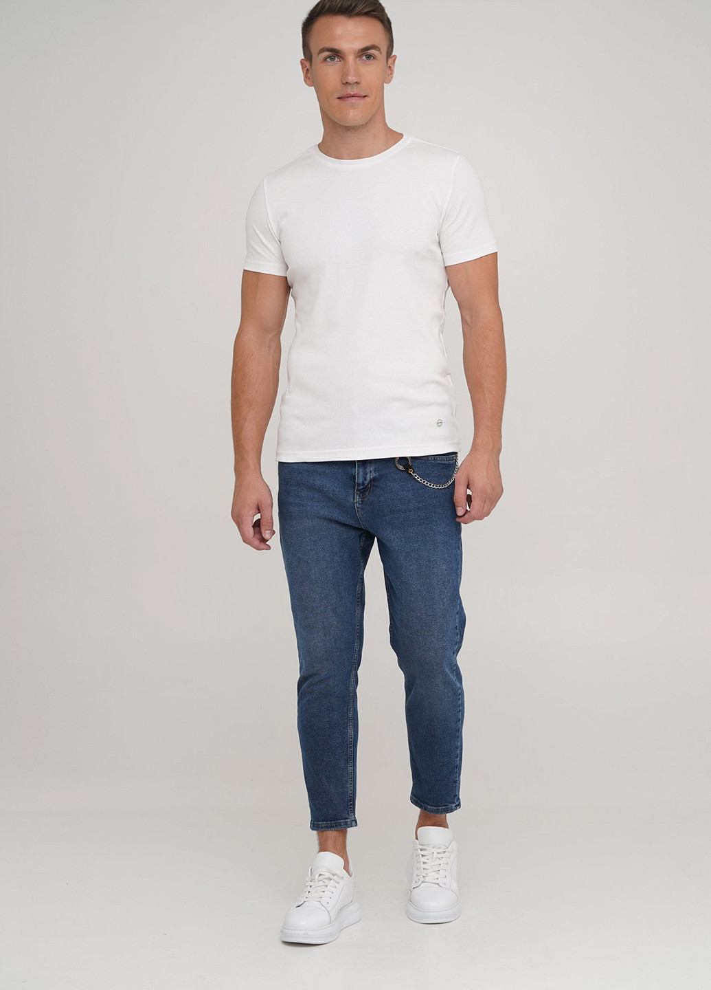Темно-синие демисезонные укороченные, зауженные джинсы Trend Collection