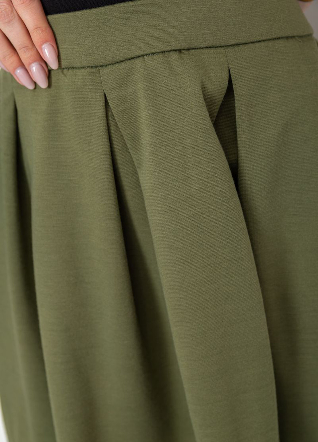 Оливковая (хаки) кэжуал однотонная юбка Ager клешированная