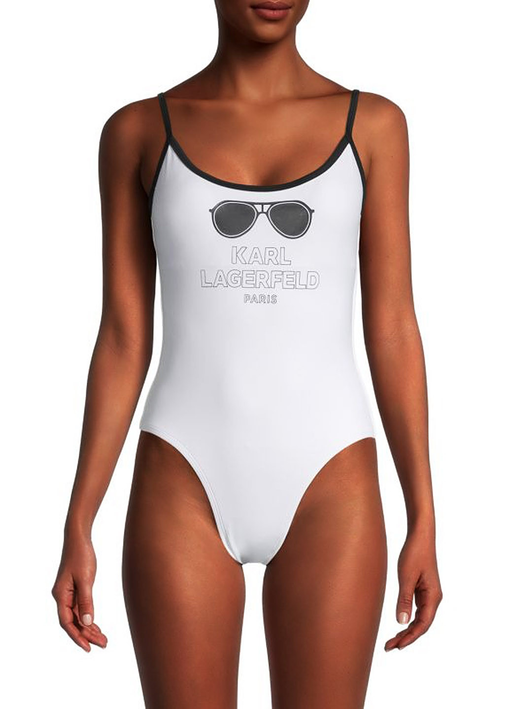 Білий літній купальник суцільний, майо Karl Lagerfeld