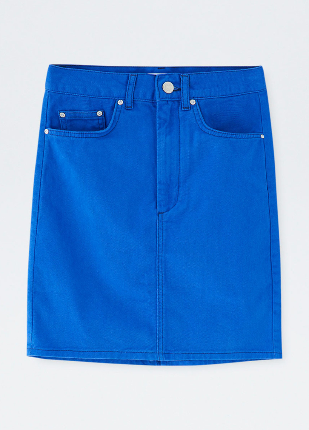 Синяя джинсовая однотонная юбка Pull & Bear