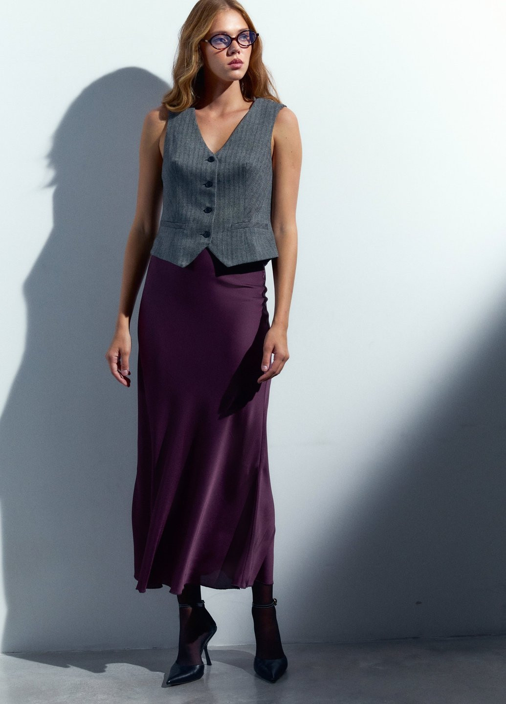 Темно-фиолетовая кэжуал однотонная юбка Gepur а-силуэта (трапеция)