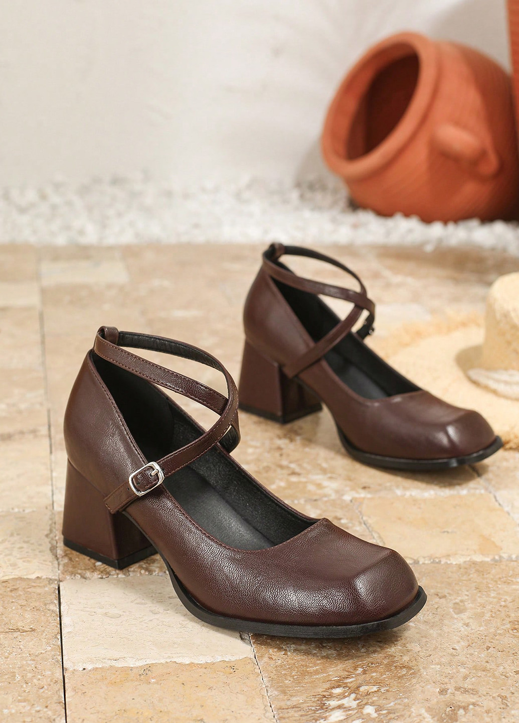 SHEIN Туфлі мері джейн темно-коричневий з штучна шкіра, китай — демісезон (364847050)