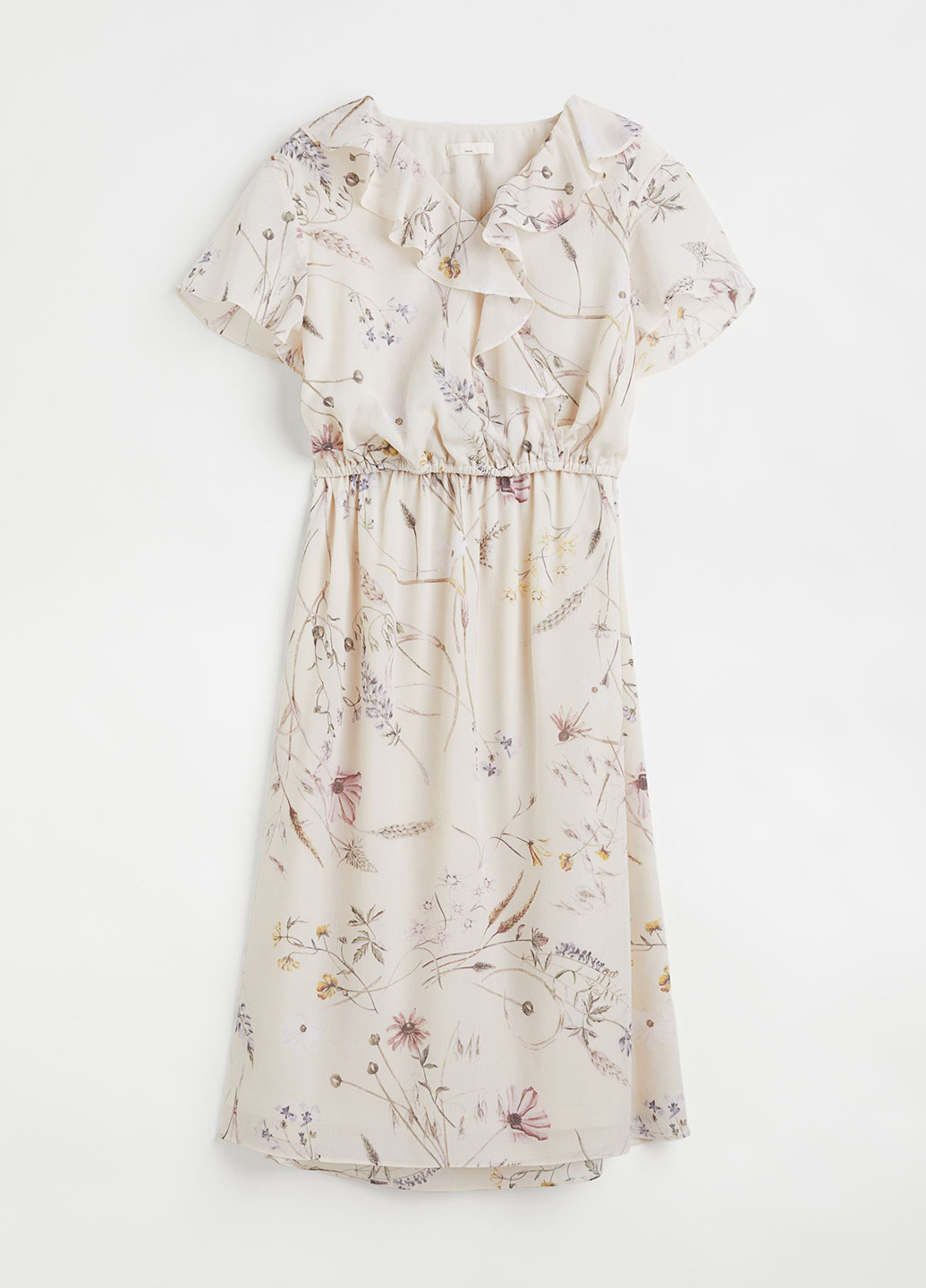 Молочное кэжуал платье для кормящих H&M с цветочным принтом