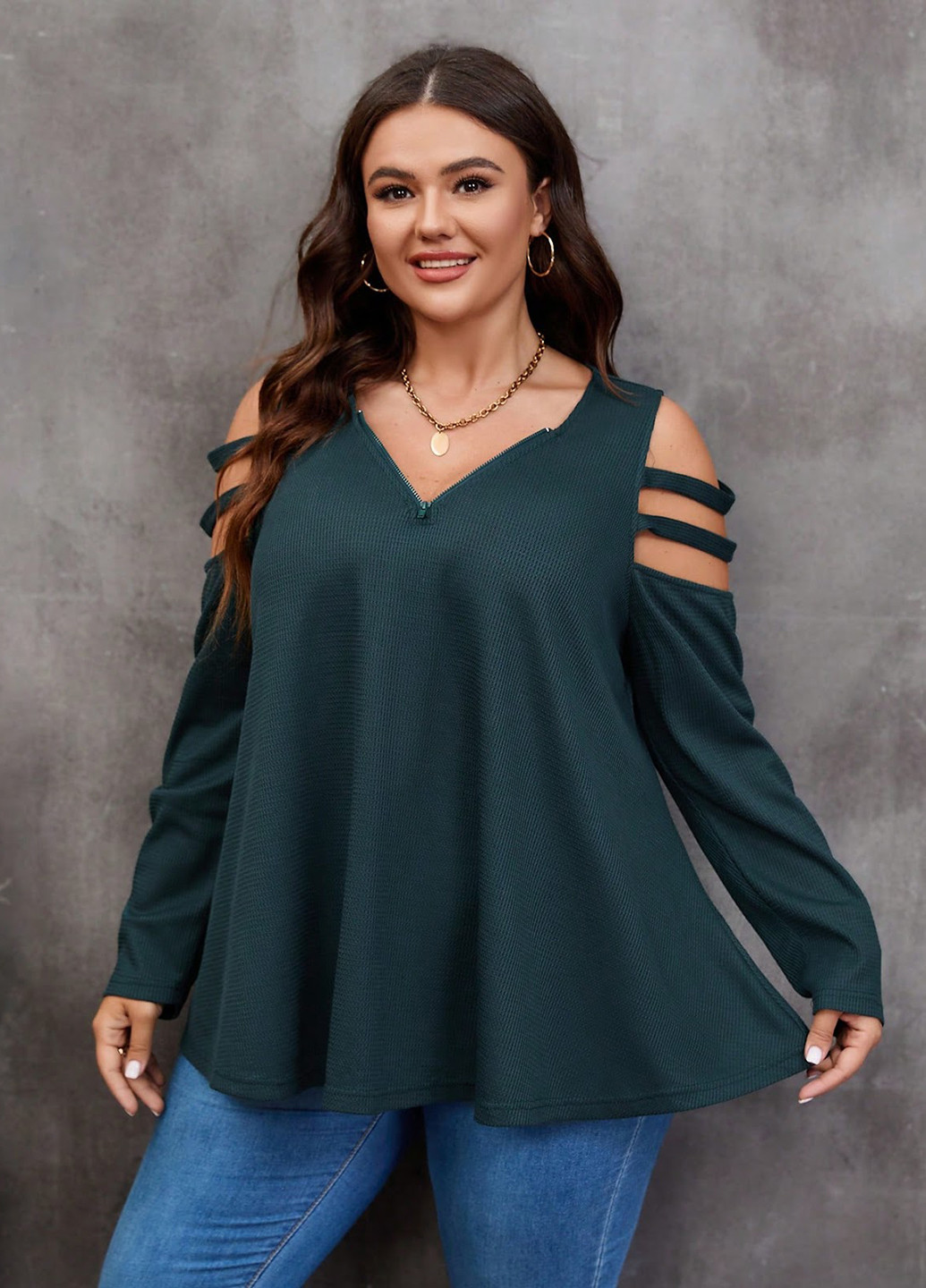 Темно-зелена блуза SHEIN