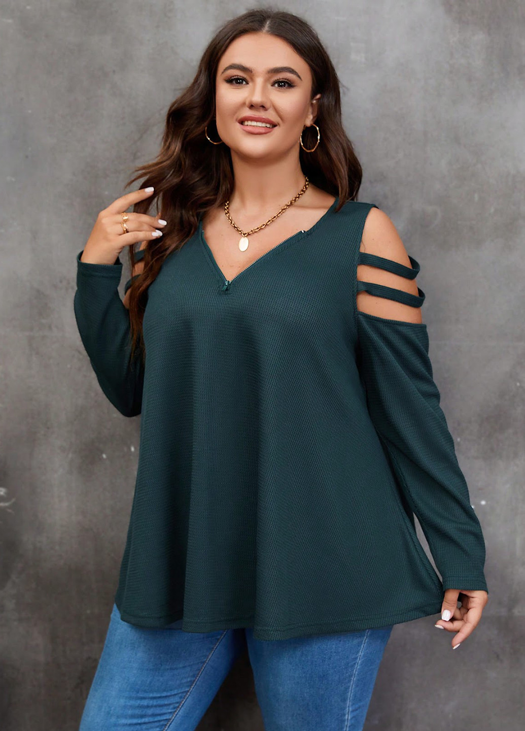 Темно-зелена блуза SHEIN