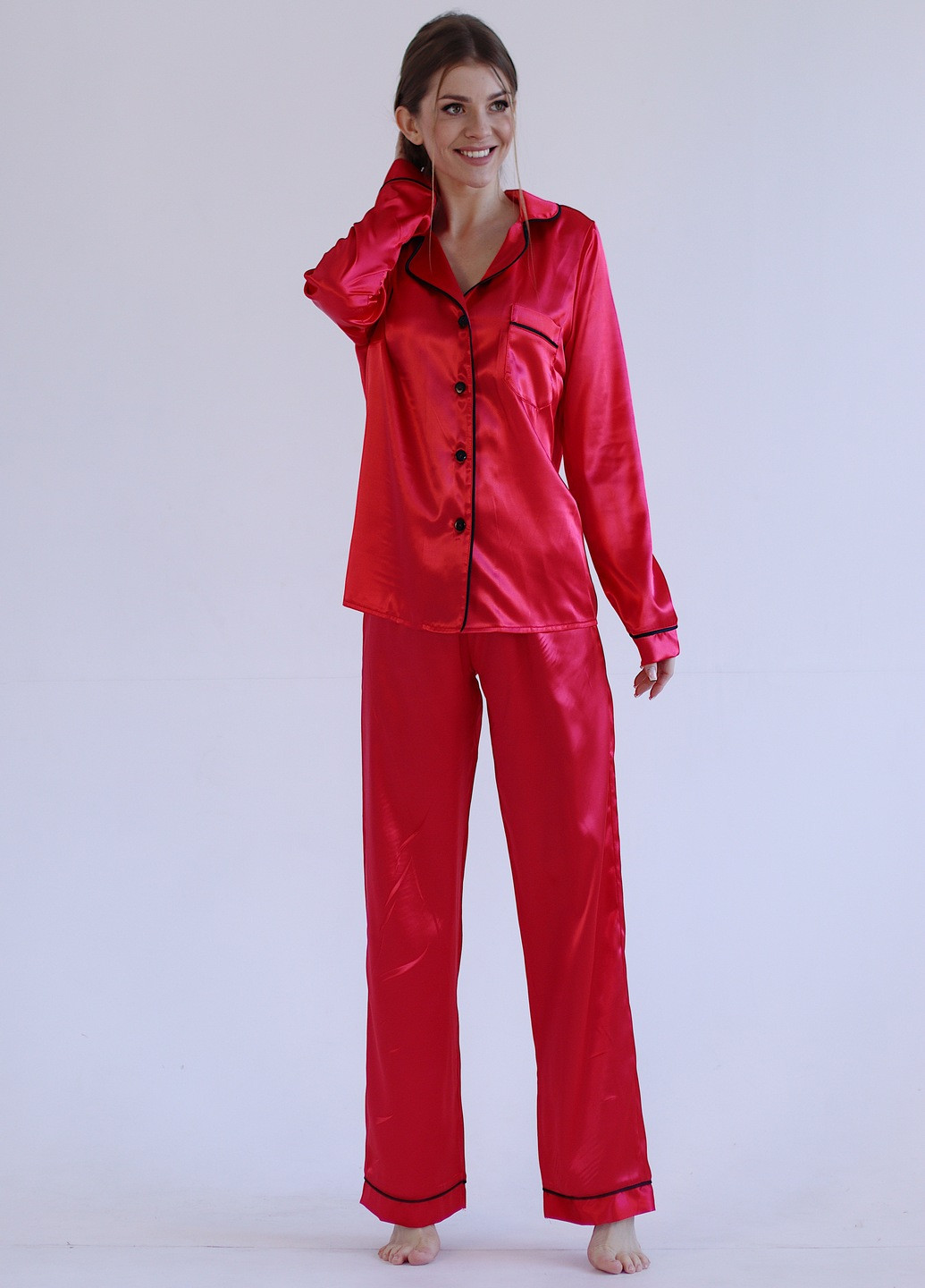 Червона всесезон піжама (сорочка + штани) рубашка + брюки GorLin