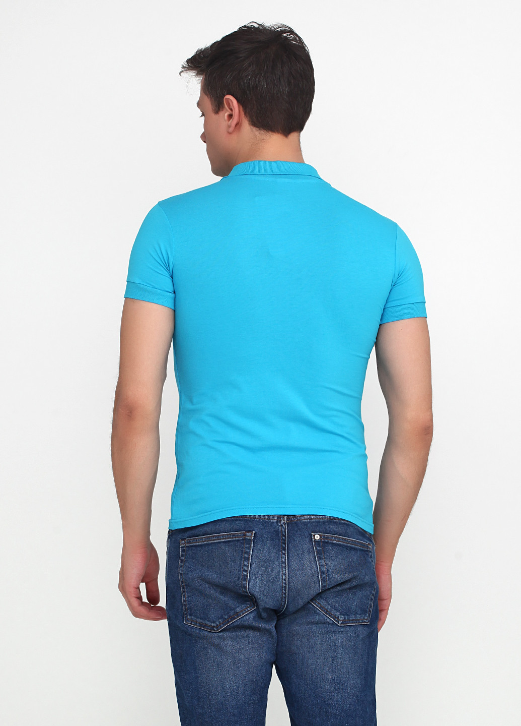 Голубой футболка-поло для мужчин EL & KEN однотонная