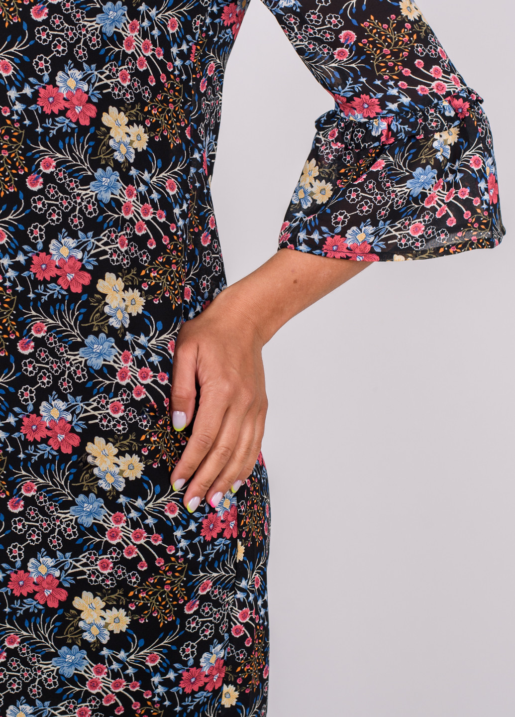 Комбинированное кэжуал платье а-силуэт Aniston с цветочным принтом
