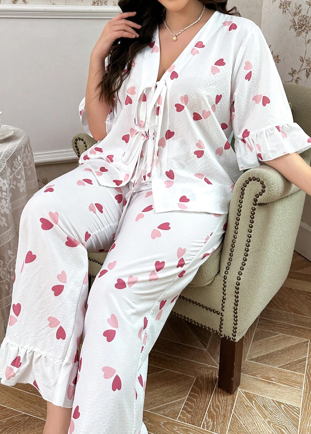 Белая всесезон пижама (кофта, брюки) кофта + брюки SHEIN