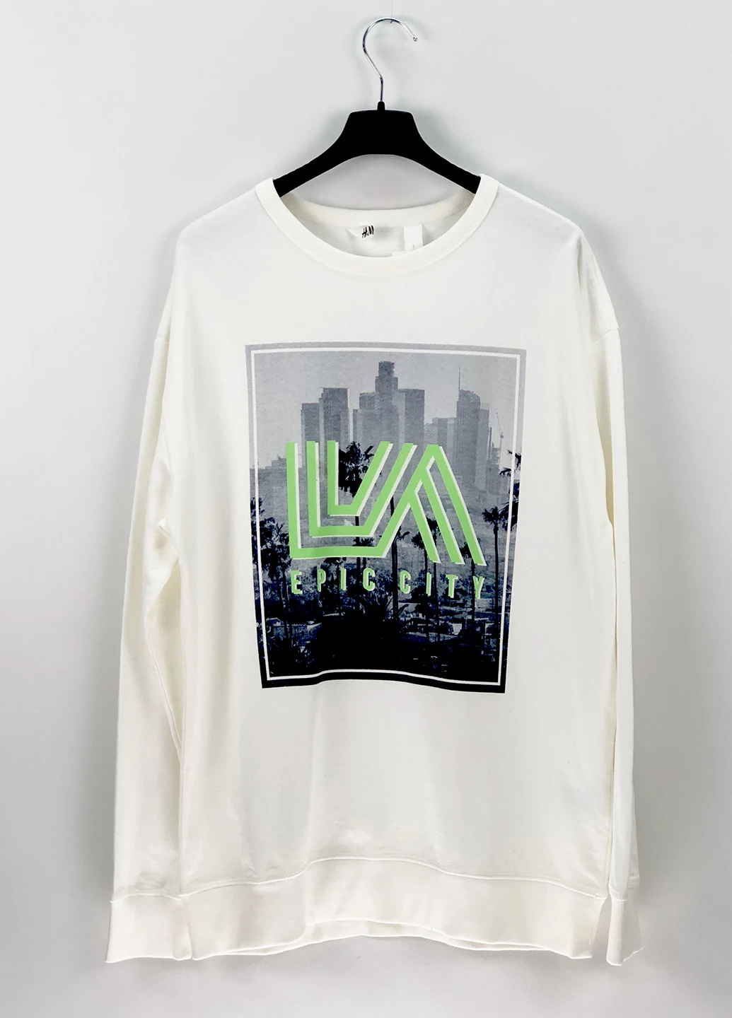 H&M свитшот рисунок молочный кэжуал