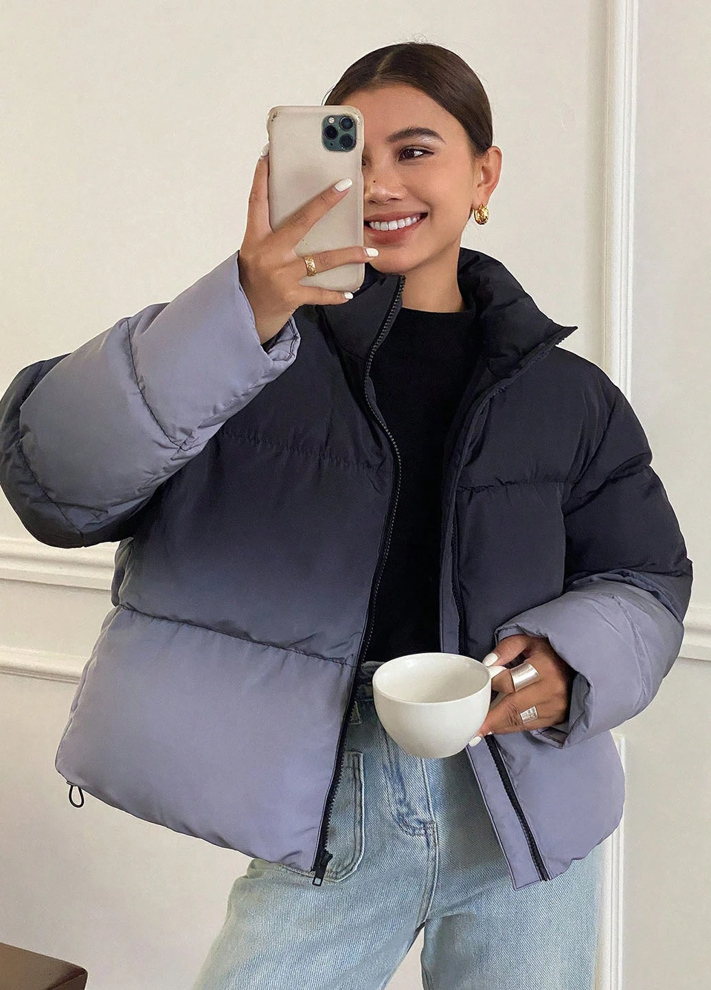 Комбинированная зимняя куртка SHEIN