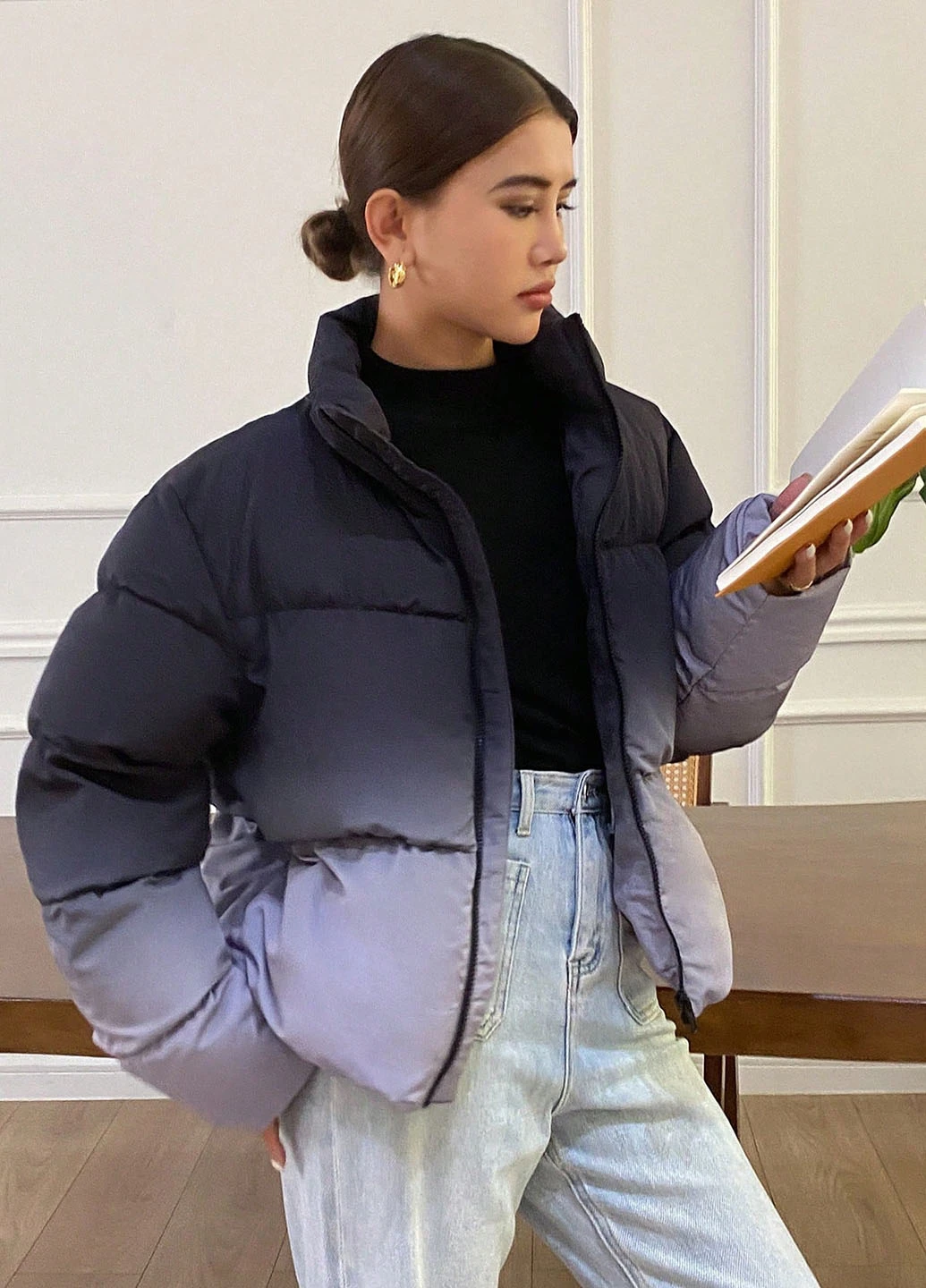 Комбинированная зимняя куртка SHEIN