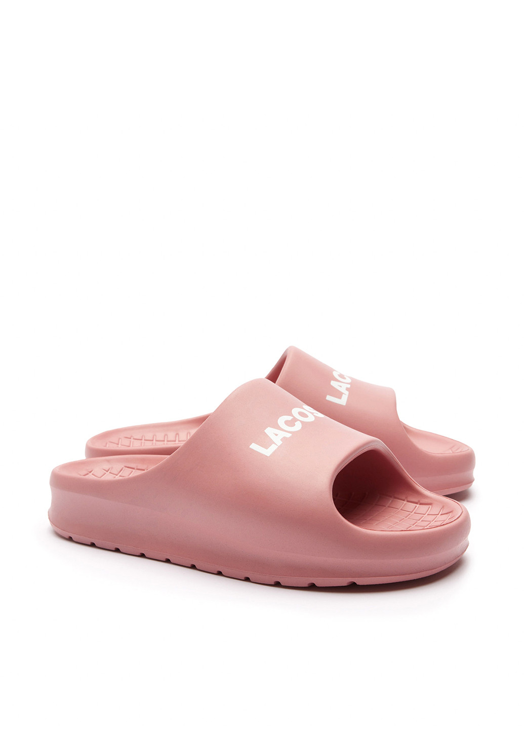 Розовые шлепанцы Lacoste с логотипом