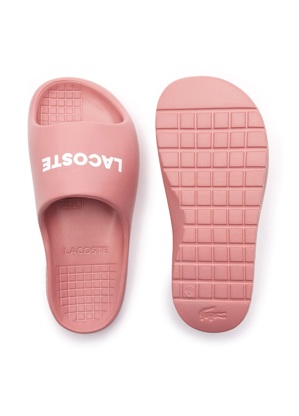 Розовые шлепанцы Lacoste с логотипом
